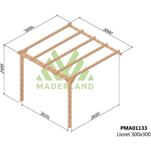 Maderland Pérgola de madera Maciza Adosada Lloret
