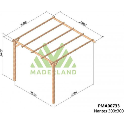 Maderland Pérgola de madera Maciza Adosada Nantes – Gardeneas