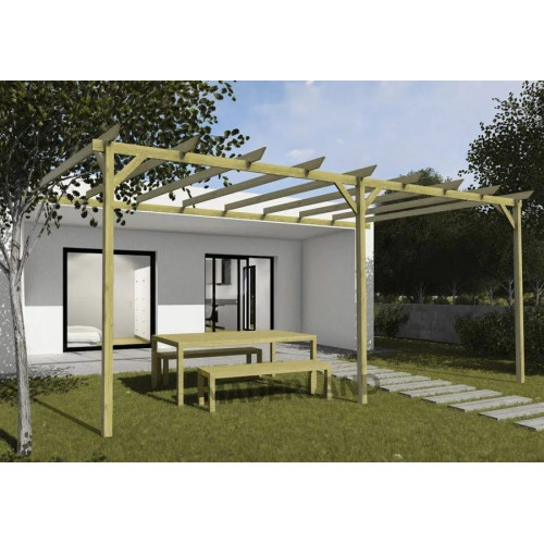 Maderland Pérgola de Madera Maciza Adosada Zamora