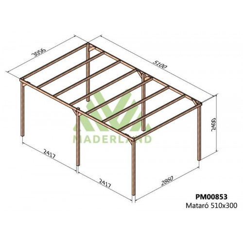 Maderland Pérgola de Madera Maciza Mataró