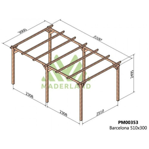 Maderland Pérgola de madera Modelo Barcelona