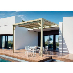Maderland Pérgola Gandía de Madera Maciza Adosada – Diseño Semi-techado para Jardín
