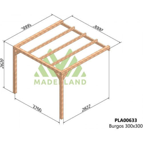 Maderland Pérgola Laminada Adosada de Madera Burgos