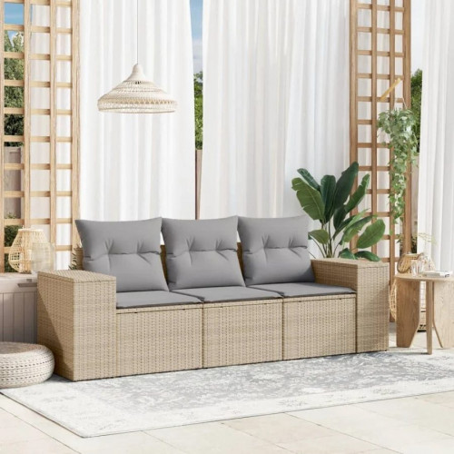 Maison Exclusive Conjunto de sofá de jardín de 3 cojines de mimbre