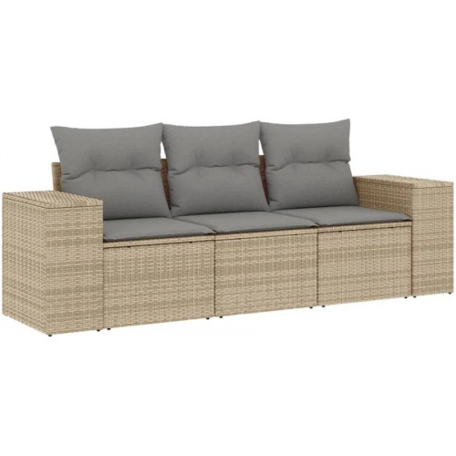 Maison Exclusive Conjunto de sofá de jardín de 3 cojines de mimbre