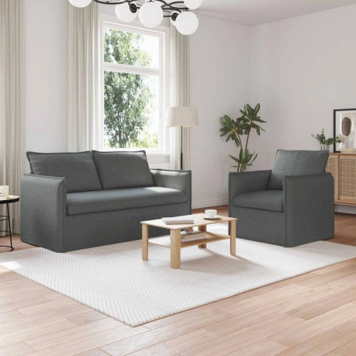 Maison exclusive juego de sofá 2 uds. gris oscuro tela