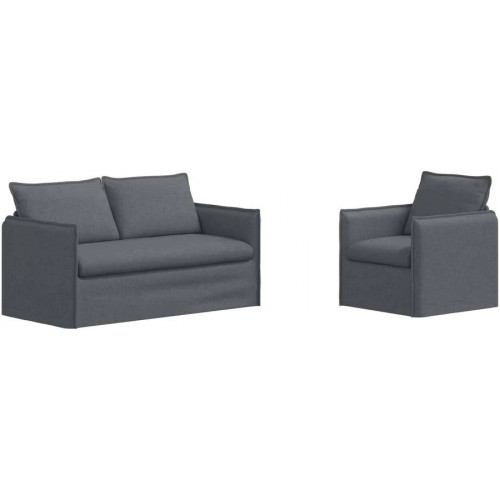 Maison exclusive juego de sofá 2 uds. gris oscuro tela