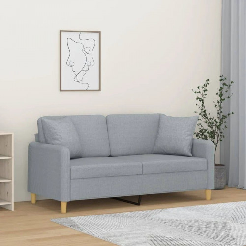 Maison Exclusive Sofá de 2 Plazas Con Cojines Tela Gris Claro 140 cm