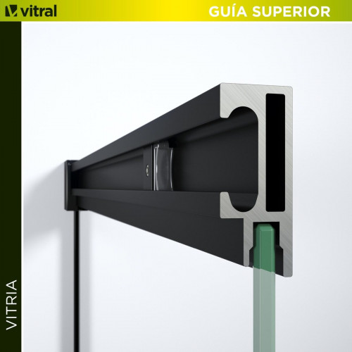 Mampara corredera Vitria transparente perfil negro mate 6mm (145-150)x150cm