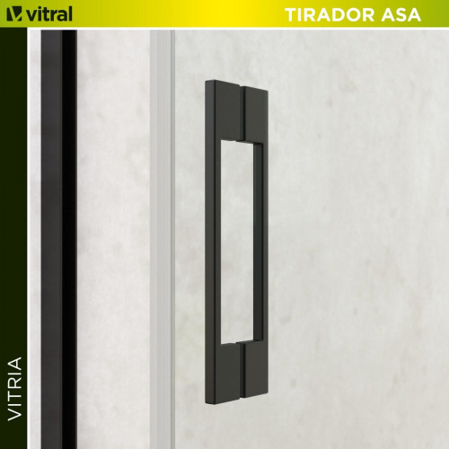 Mampara corredera Vitria transparente perfil negro mate 6mm (145-150)x150cm