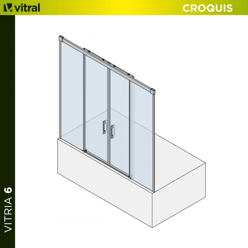 Mampara corredera Vitria transparente perfil negro mate 6mm (145-150)x150cm