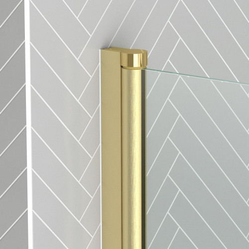 Mampara de bañera 1 hoja abatible Essential transparente perfil oro 80x140 cm