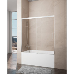 Mampara de bañera Noa transparente perfil cromado 160x150 cm