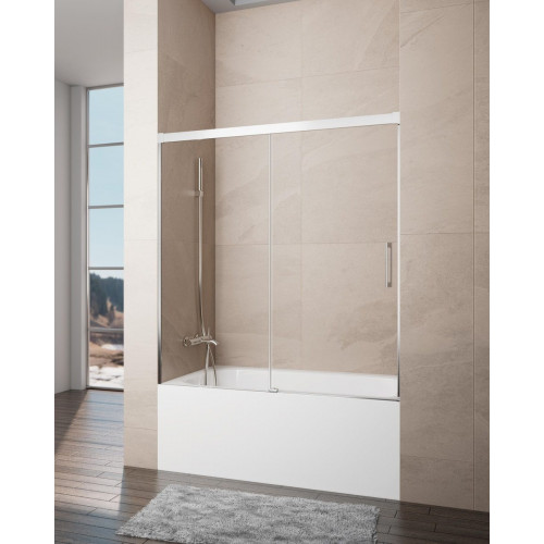Mampara de bañera Noa transparente perfil cromado 160x150 cm