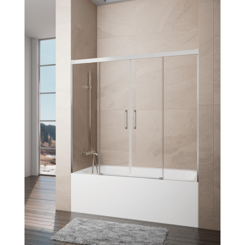 Mampara de bañera Noa transparente perfil cromado 170x150 cm