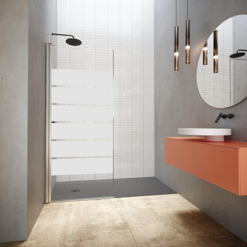 Mampara de ducha abatible Cool perfil aluminio plata (88-90)x200 cm cristal templado 6mm serigrafiado antical reversible VANGUARD