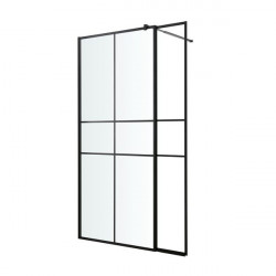 Mampara de ducha con panel Izza negro 90 cm y 30 cm