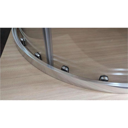 Mampara de ducha corredera en esquina curva Bosco perfil aluminio cromo (80)x(195)x195 cm cristal templado de seguridad transparente 6 mm espesor sin guía inferior