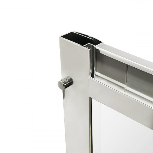 Mampara de ducha corredera en esquina rectangular Essential perfil aluminio cromo (67.5-79)x(87.5-99)x185 cm cristal templado de seguridad transparente 4 mm espesor con guía inferior Sensea