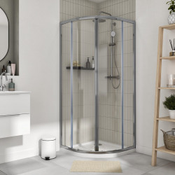 Mampara de ducha corredera transparente Essential perfil cromo (72.5-74)x(72.5-74)x185 cm 4 mm