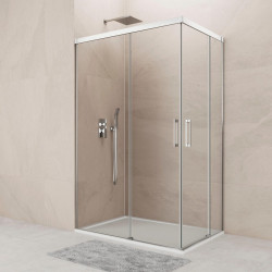 Mampara de ducha corredera transparente Noa perfil cromo (75-80)x(95-100)x195 cm 6 mm