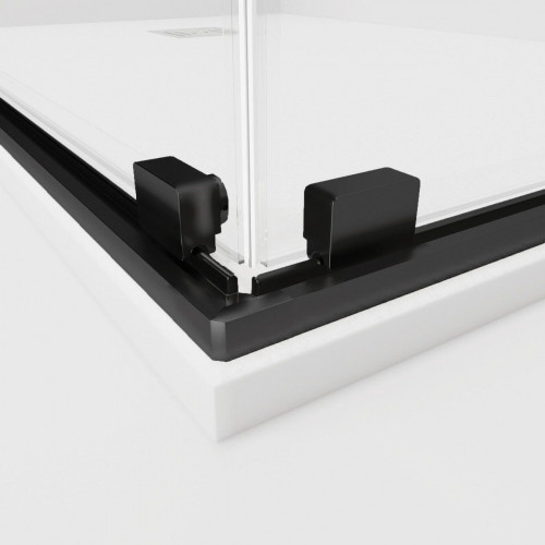 Mampara de ducha corredera transparente Slim perfil negro (65-70)x(65-70)x195 cm 6 mm