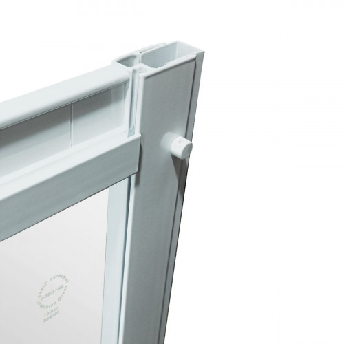 Mampara de ducha en esquina cuadrada corredera serigrafiado Essential perfil aluminio blanco (77.5-89)x(77.5-89)x185 cm cristal 4 mm con guía inferior marca Sensea