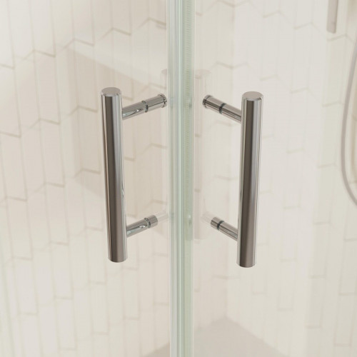 Mampara de ducha en esquina rectangular corredera transparente Alpine perfil aluminio cromo (67-72)x(92.1-102)x200 cm cristal 6 mm con guía inferior marca Roca