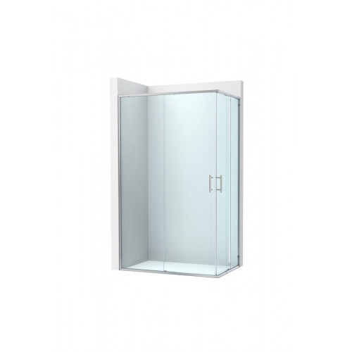 Mampara de ducha en esquina rectangular corredera transparente Alpine perfil aluminio cromo (67-72)x(92.1-102)x200 cm cristal 6 mm con guía inferior marca Roca