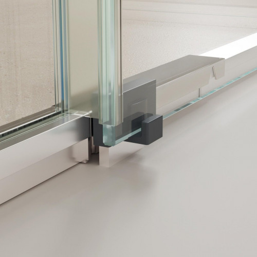 Mampara de ducha en esquina rectangular corredera transparente Alpine perfil aluminio cromo (67-72)x(92.1-102)x200 cm cristal 6 mm con guía inferior marca Roca