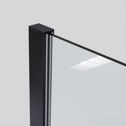 Mampara de ducha fija 110 cm transparente negro mate antical 8mm 200 cm alto