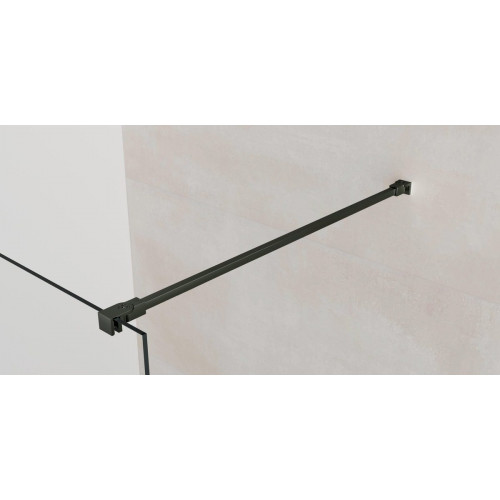 Mampara de ducha fija Fix perfil acero inoxidable gris (96.5-98)x195 cm Cristal templado 8mm transparente antical reversible. Barra fijación a muro recortable incluida GME