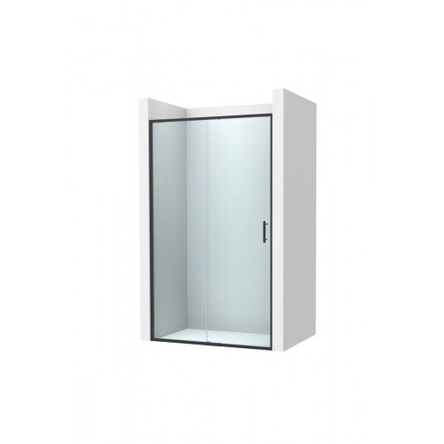 Mampara de ducha frontal 1 fijo + 1 puerta corredera transparente Alpine perfil aluminio negro (162.1-172)x200 cm cristal 6mm cierre de sobreponer Roca