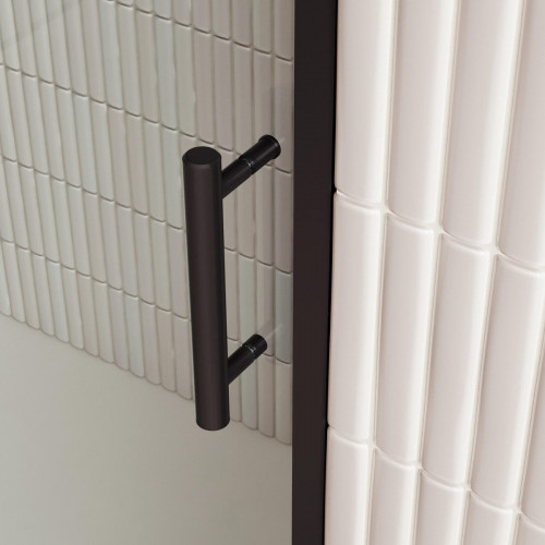 Mampara de ducha frontal 1 fijo + 1 puerta corredera transparente Alpine perfil aluminio negro (152.1-162)x200 cm cristal 6mm cierre de sobreponer sin guía inferior Roca