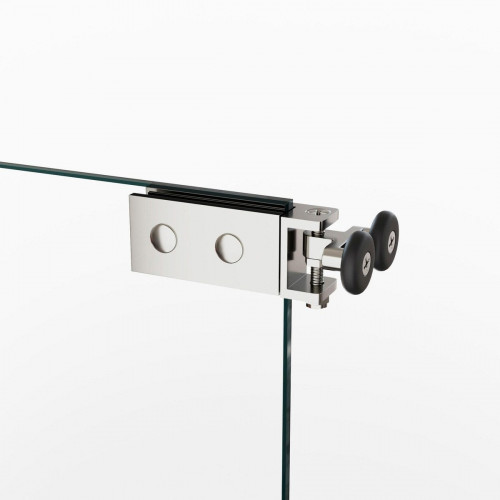 Mampara de ducha frontal 1 fijo + 1 puerta corredera transparente Espaze perfil aluminio cromo (95-97.5)x195 cm cristal 6mm cierre magnético con guía inferior marca GME