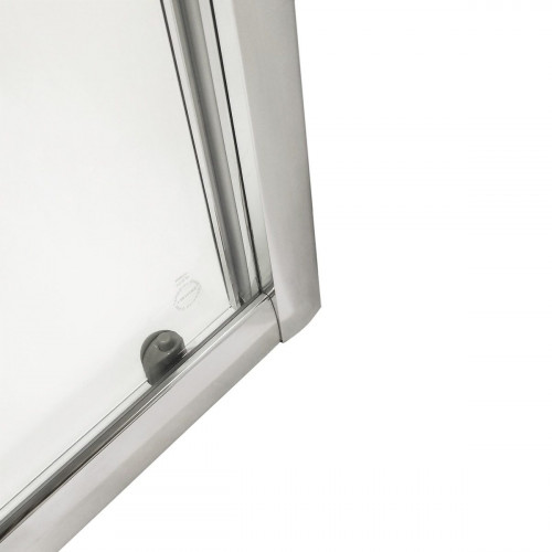Mampara de ducha frontal 1 fijo + 1 puerta corredera transparente Essential perfil aluminio cromo (117-120)x185 cm cristal 4 mm cierre magnético con guía inferior marca Sensea