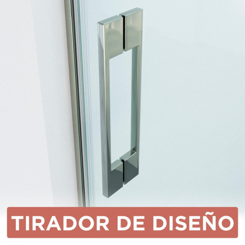 Mampara de ducha frontal 1 fijo + 1 puerta corredera transparente Tala perfil aluminio cromo (111-120)x200 cm cristal 6mm cierre magnético sin guía inferior marca Glassinox