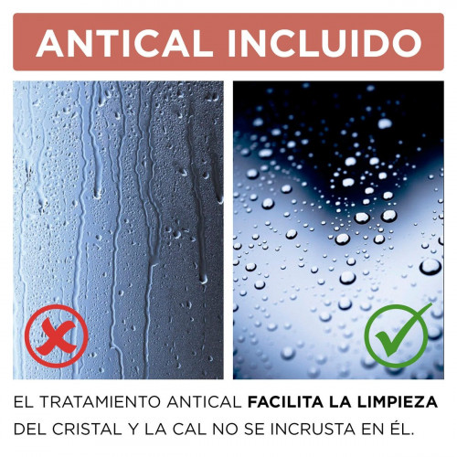Mampara de ducha frontal 1 fijo + 1 puerta corredera transparente Tala perfil aluminio cromo (111-120)x200 cm cristal 6mm cierre magnético sin guía inferior marca Glassinox