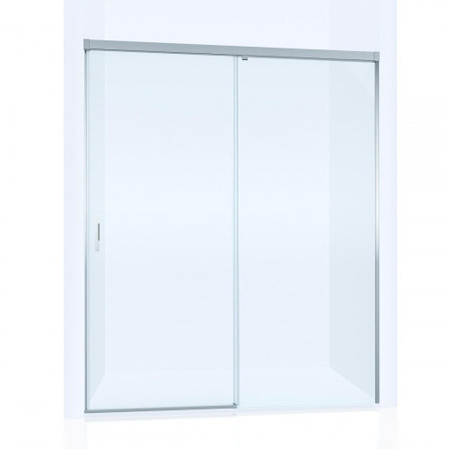 Mampara de ducha frontal 1 fijo + 1 puerta corredera transparente Tala perfil aluminio cromo (111-120)x200 cm cristal 6mm cierre magnético sin guía inferior marca Glassinox