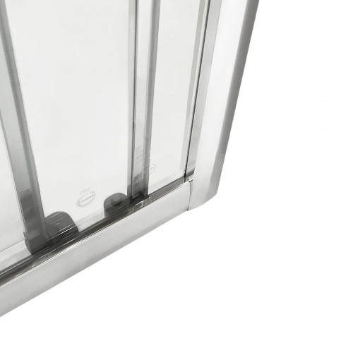 Mampara de ducha frontal 1 fijo + 2 puertas corredera transparente Essential perfil aluminio cromo (97-100)x185 cm cristal 4 mm cierre magnético con guía inferior marca Sensea