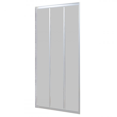 Mampara de ducha frontal 1 fijo + 2 puertas corredera transparente Essential perfil aluminio cromo (97-100)x185 cm cristal 4 mm cierre magnético con guía inferior marca Sensea