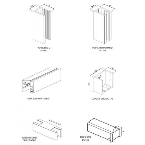 Mampara de ducha frontal 1 fijo + 2 puertas corredera transparente Tovar perfil aluminio plata (111-115)x195 cm cristal 6mm cierre magnético sin guía inferior marca Doccia