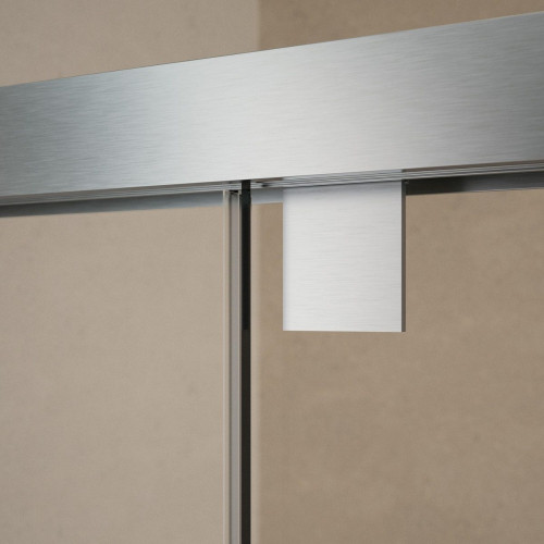Mampara de ducha frontal 1 fijo + 2 puertas corredera transparente Tovar perfil aluminio plata (111-115)x195 cm cristal 6mm cierre magnético sin guía inferior marca Doccia