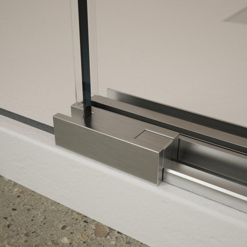 Mampara de ducha frontal 1 fijo + 2 puertas corredera transparente Tovar perfil aluminio plata (111-115)x195 cm cristal 6mm cierre magnético sin guía inferior marca Doccia