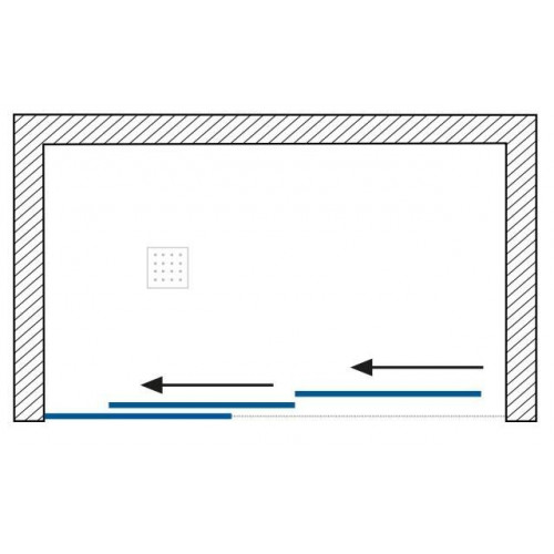 Mampara de ducha frontal 1 fijo + 2 puertas corredera transparente Tovar perfil aluminio plata (111-115)x195 cm cristal 6mm cierre magnético sin guía inferior marca Doccia
