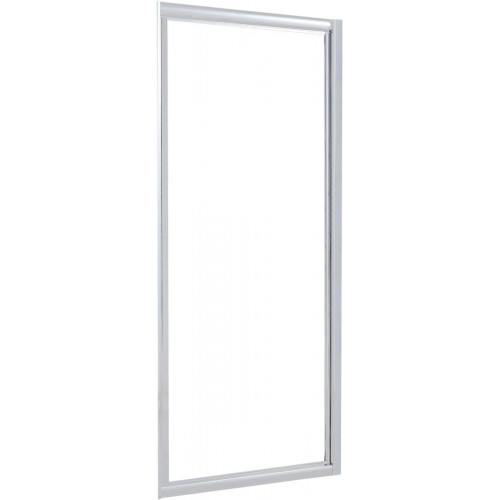 Mampara de ducha frontal 1 puerta batiente transparente Essential perfil aluminio cromo (67-70)x185 cm cristal 4 mm cierre magnético con guía inferior marca Sensea