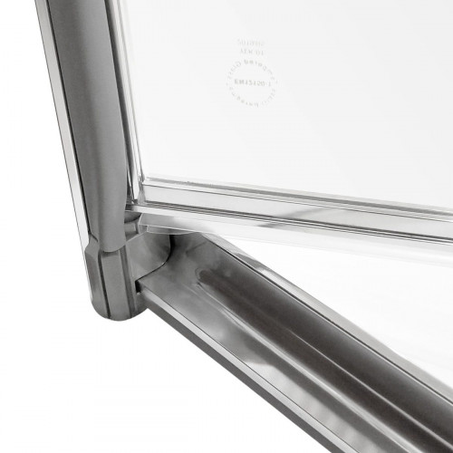 Mampara de ducha frontal 1 puerta batiente transparente Essential perfil aluminio cromo (67-70)x185 cm cristal 4 mm cierre magnético con guía inferior marca Sensea