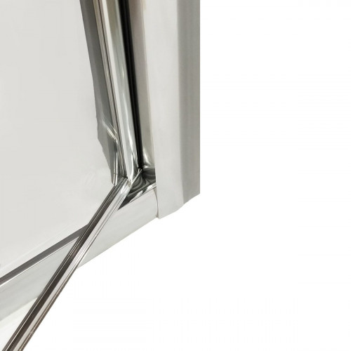 Mampara de ducha frontal 1 puerta batiente transparente Essential perfil aluminio cromo (77-80)x185 cm cristal 4 mm cierre magnético con guía inferior marca Sensea