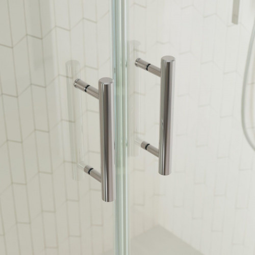 Mampara de ducha frontal 2 fijos + 2 puertas correderas transparentes Alpine perfil aluminio cromo (172.1-182)x200 cm cristal 6mm cierre magnético con guía inferior Roca