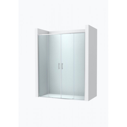 Mampara de ducha frontal 2 fijos + 2 puertas correderas transparentes Alpine perfil aluminio cromo (172.1-182)x200 cm cristal 6mm cierre magnético con guía inferior Roca